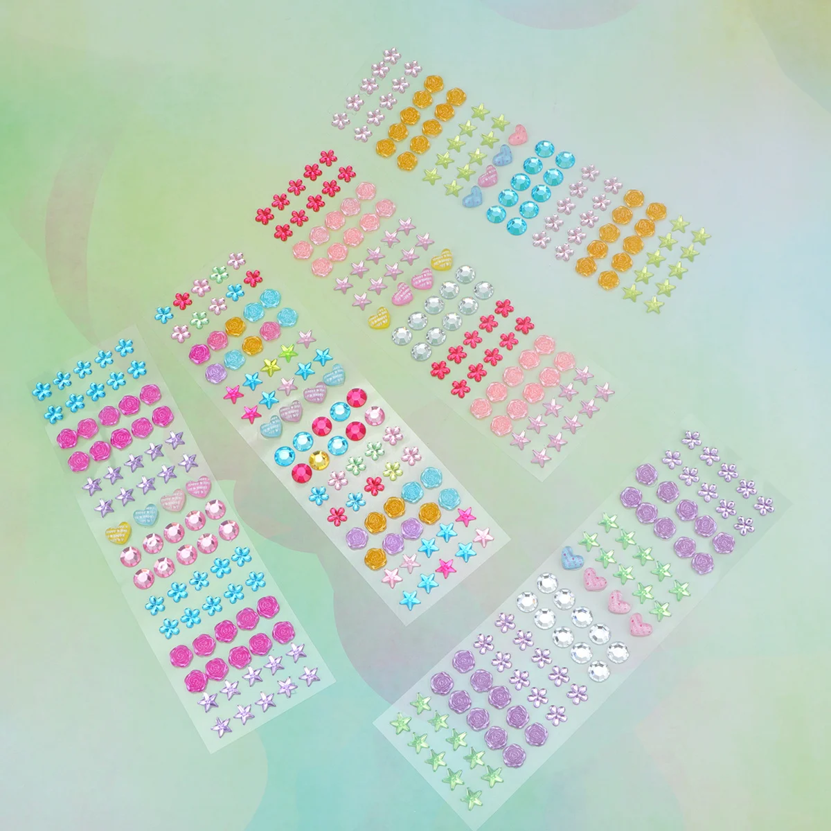 

5 Sheets Crystal Rhinestone Stickers Colored Diamond Sticker Acrylic Gems Stickers Self-Adhesive Multi-Size for Crafts Phone