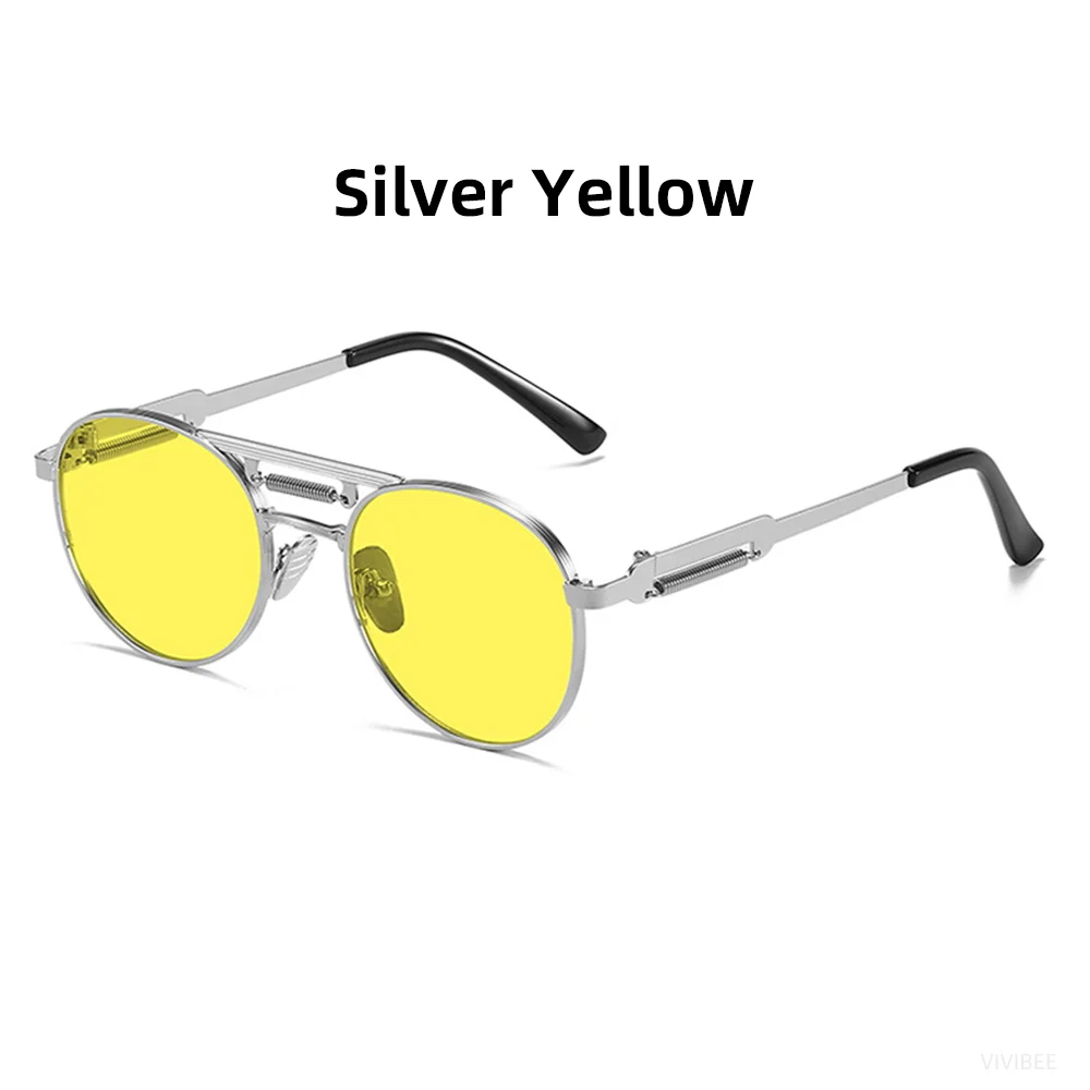 VIVIBEE Runde Steampunk-Sonnenbrille Vintage Herren UV400 Metall Hip-Hop 2026 Sonnenbrille Damen Hochwertige Retro-Brille – Detail 15