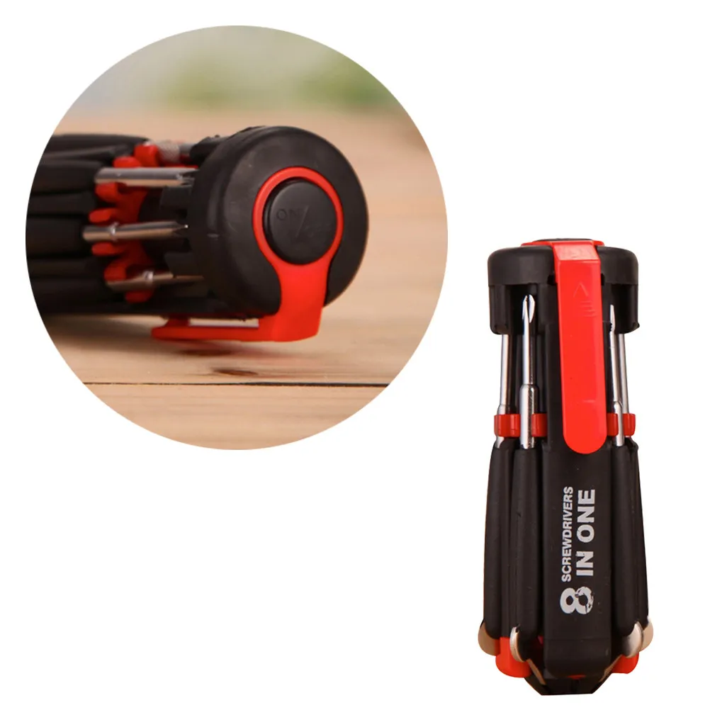 8 in 1 Elegant Steel Pen Screwdriver Set with Shirt Clip Portable Design LED Light Built Precision Electronics Repair