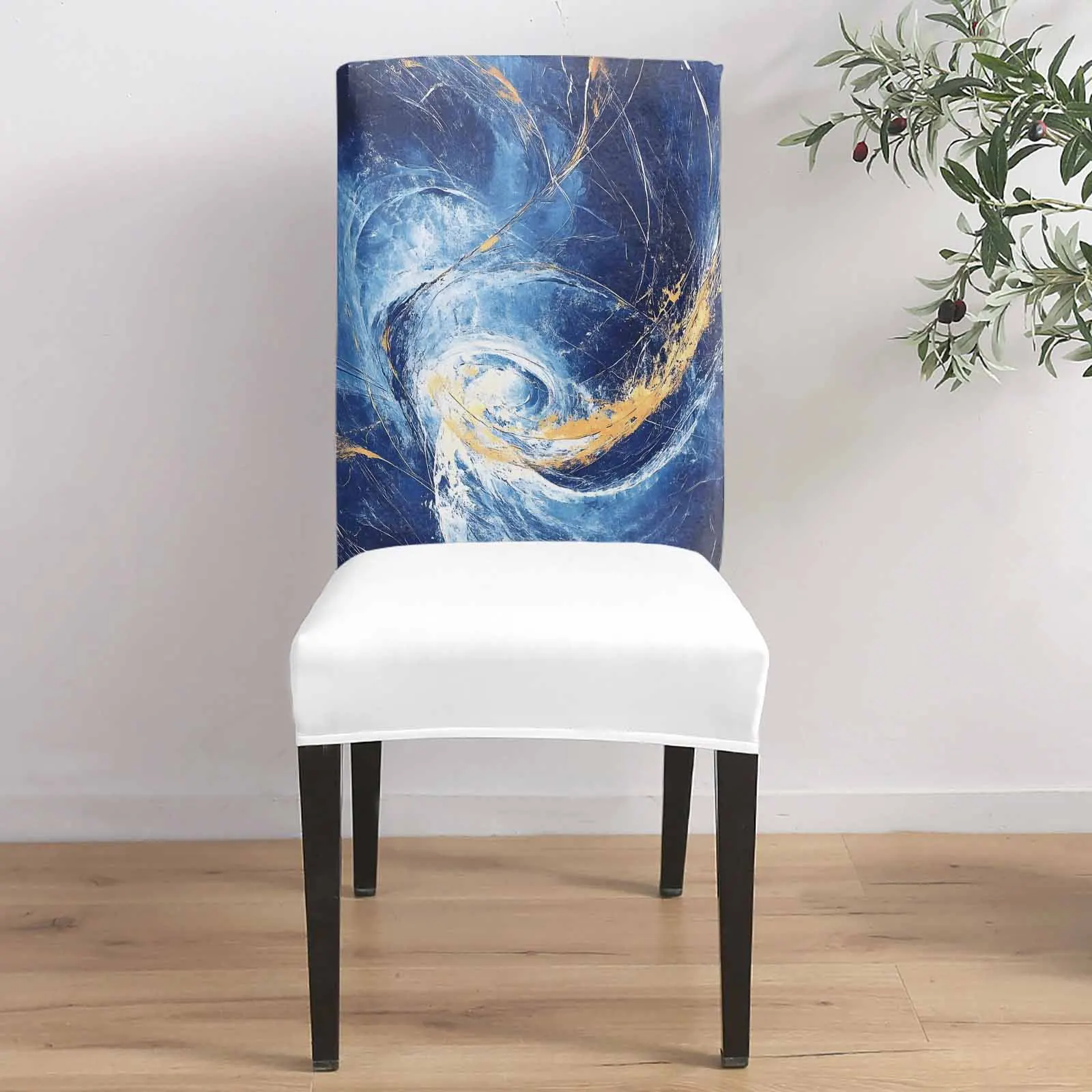 

Абстрактный синий эластичный чехол на стул, 4 шт., эластичный защитный чехол для сиденья, чехлы для стула, домашний декор