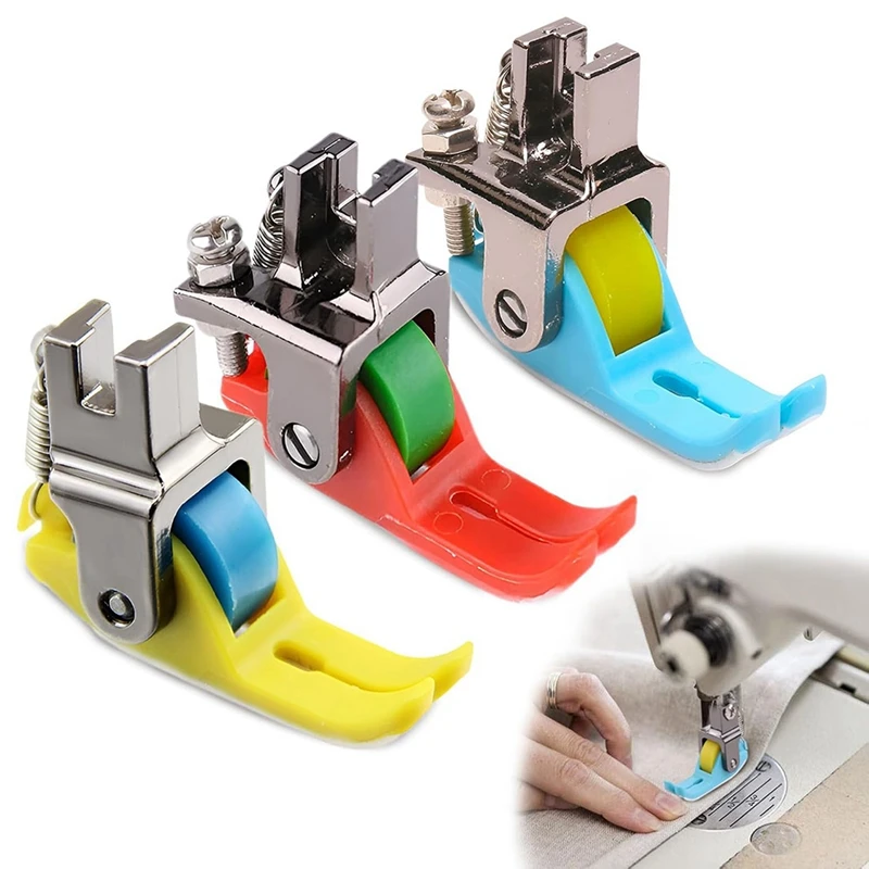 AAAN-3 Pack Narrow Roller Presser Foot, Roller Presser Foot สําหรับจักรเย็บผ้า, หนัง Roller Presser Foot
