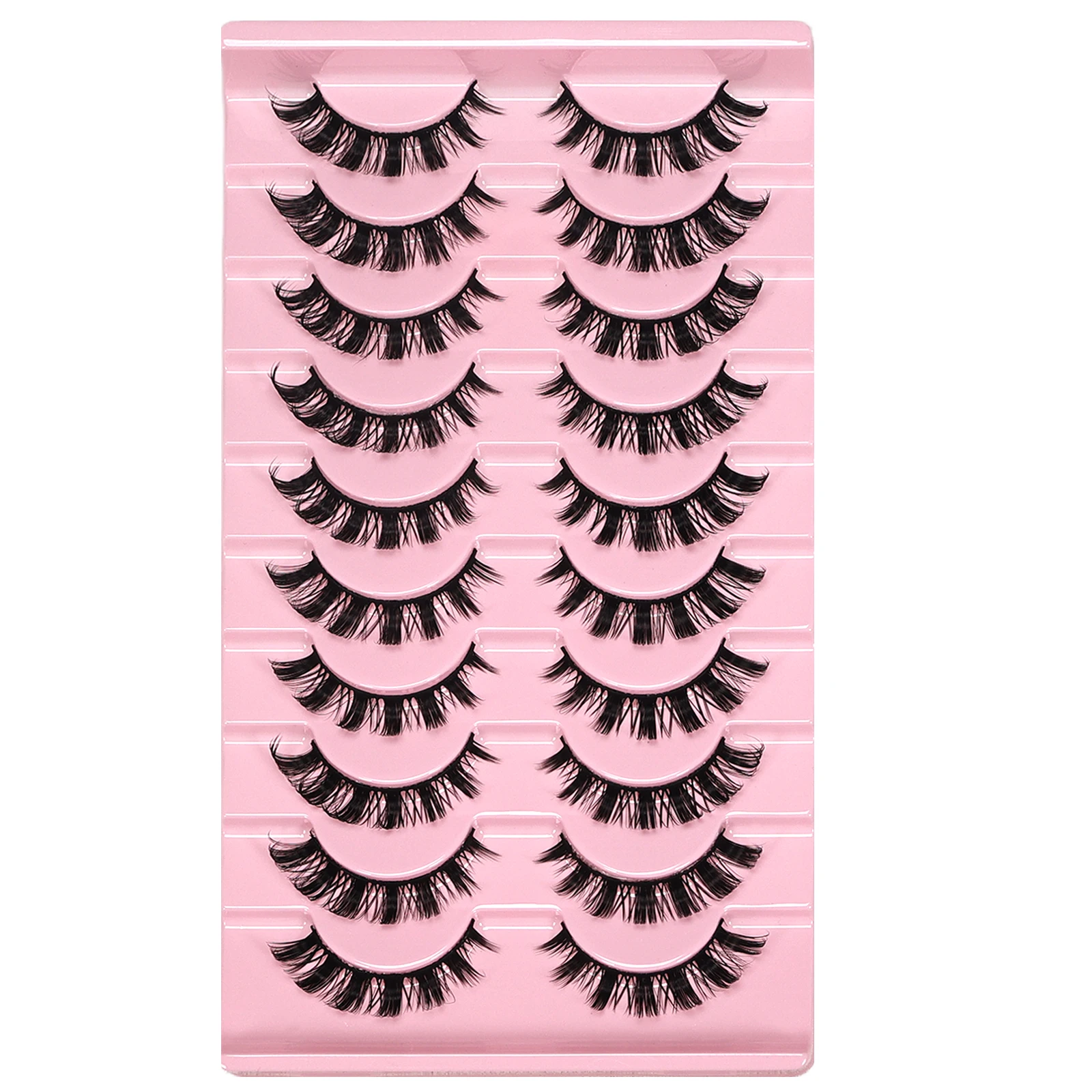 10 Paar DD Curl Russian Strip Lashes, flauschige Volumen-Wimpern aus Kunstnerz, dramatische, unordentliche, dicke künstliche Wimpern – Detail 6