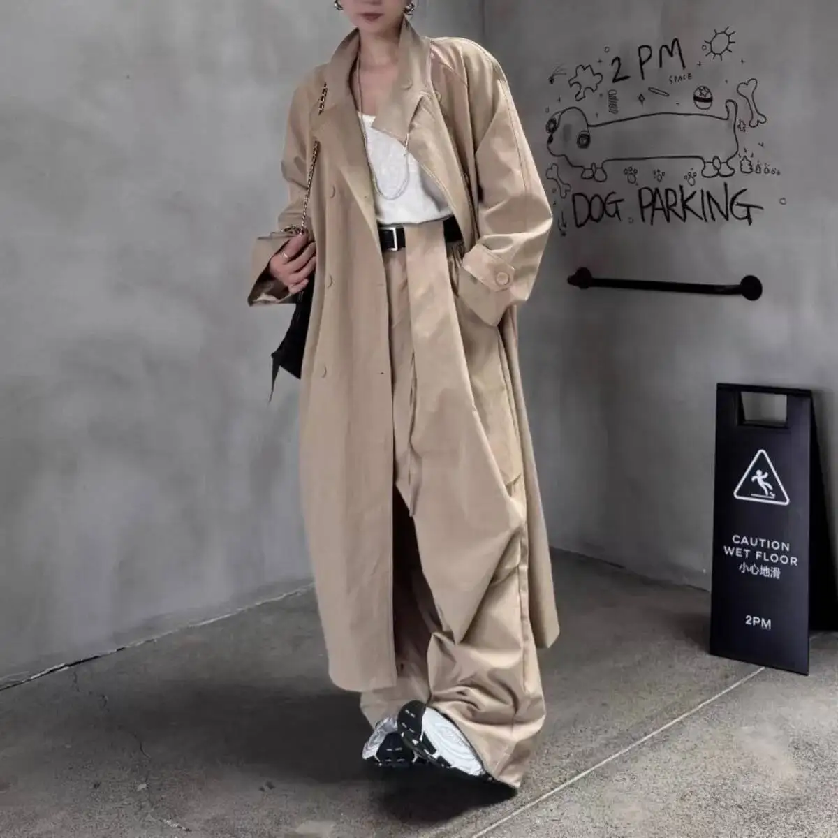 BJTZ مزاجه فضفاضة تناسب بلون خندق وواسعة الساق بانت قطعتين مجموعة للمرأة 2025 ربيع الخريف الاتجاه الجديد مجموعات الإناث