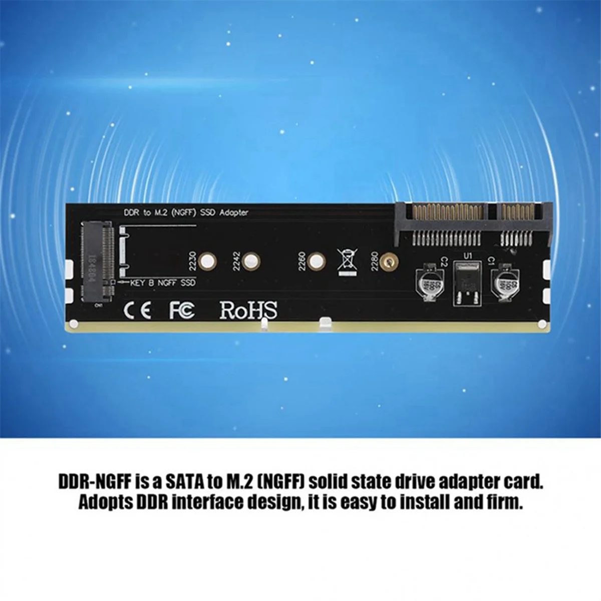 DDR3 DDR4 DDR2 naar M2 SSD Adapter M.2 NGFF B Key Riser Card SATA 15Pin Power + SATA 7Pin Datapoort