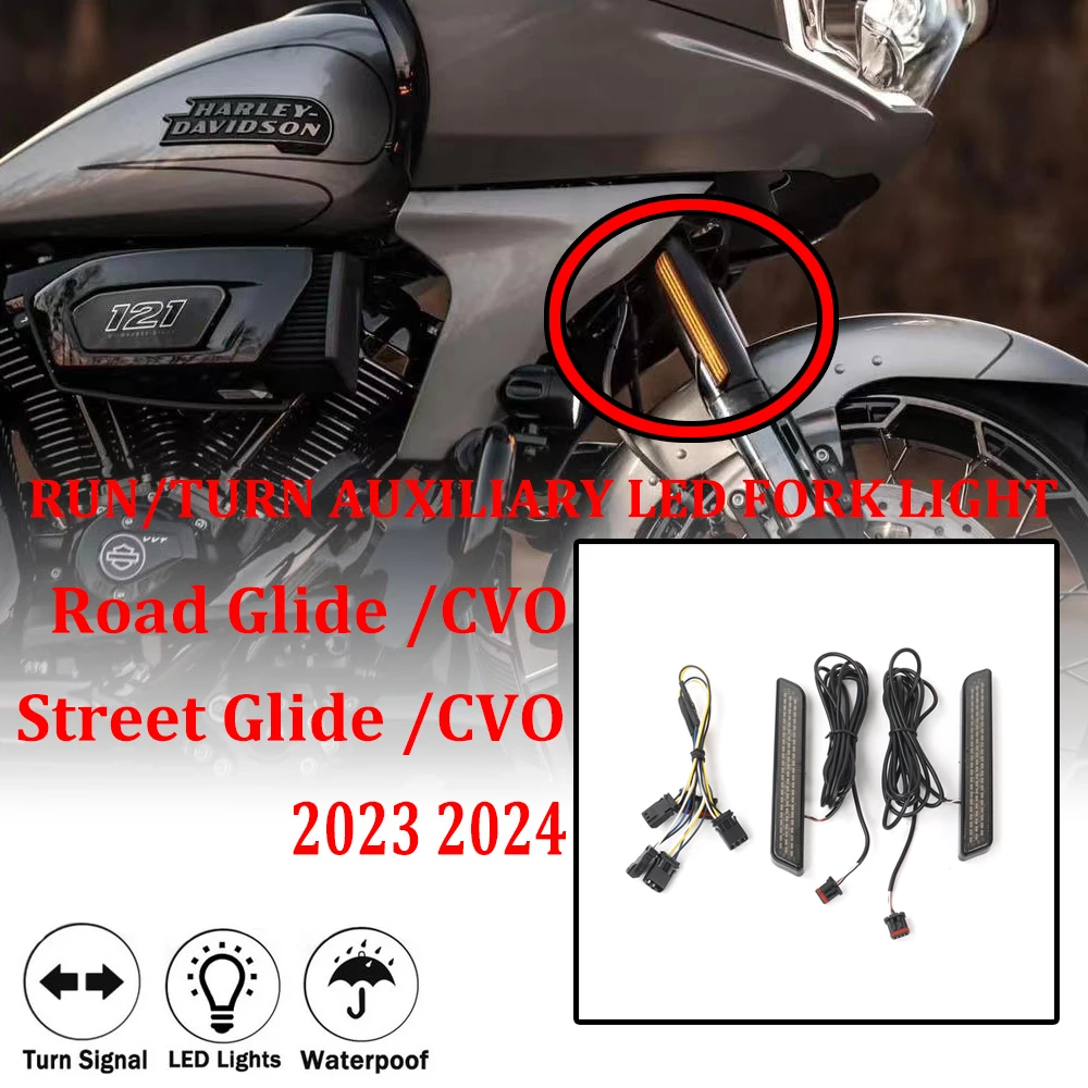 LED Run/Turn Signal Fork Lights - Enhance Visibility & Style for Harley Touring CVO FLHX/SE, Road Glide ST FLTRXSTSE 2023-2024