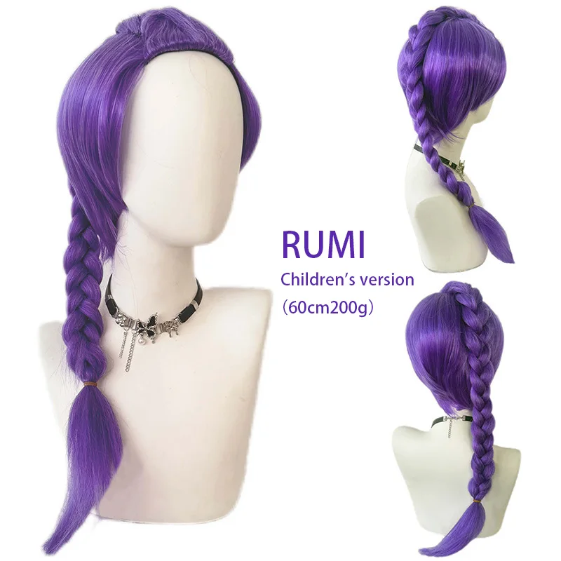 Novas mulheres homens demônio caçadores cosplay perucas anime rumi mira zoey traje perucas tranças roxas adulto crianças acessórios prop peruca