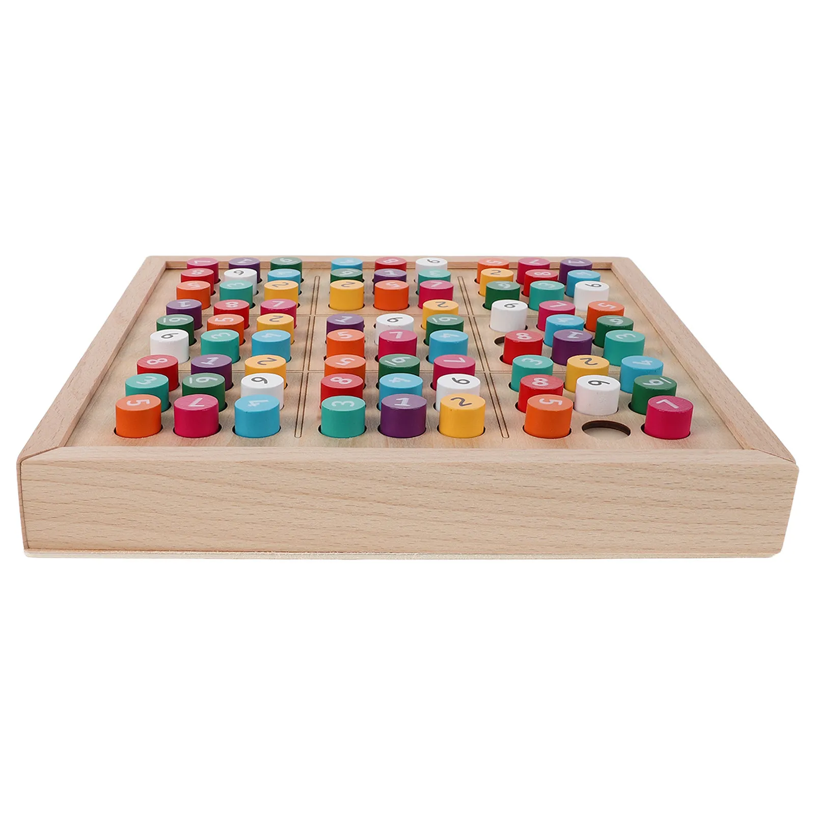 

Набор деревянных цветных головоломок Судоку с выдвижным ящиком, 81 головоломка, развивающая настольная математическая игра для дома