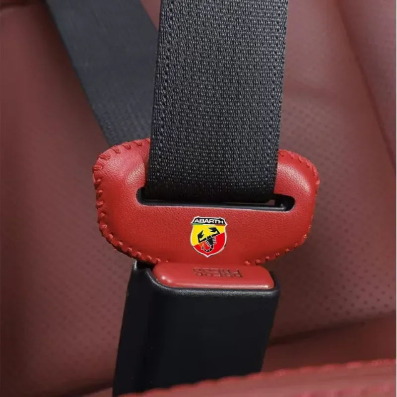 Car Seat Belt Buckle Protector Sleeve Leather Interior Styling Accessory For Abarth 695 Competizione Stilo Tipo 500 Punto