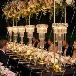 5/10pcs 80-120cm acrylic Beads Battery Wireless  sliver/Gold Chandelier Crystal Centerpieces for Wedding  Light Stand