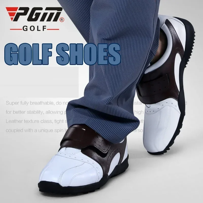 PGM Golf Pria Sepatu Bernapas Bantalan Sepatu Spikesless Non-Slip Sepatu Olahraga Pria Hook Loop Luar Ruangan Berjalan Pelatih