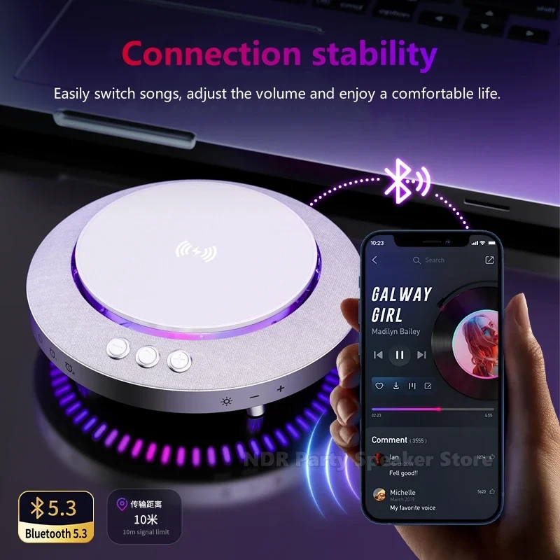 مبيعا سطح المكتب مكبرات صوت بخاصية البلوتوث 15 واط شحن لاسلكي سريع أضواء ملونة مرحبا فاي جودة الصوت Feidie موضة النمذجة