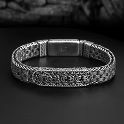 Buddhastone Silver color Rattan Grass Pattern Jinbao Bracelet Silver color New Chinese Style Retro Men's Fashion Jewelry
