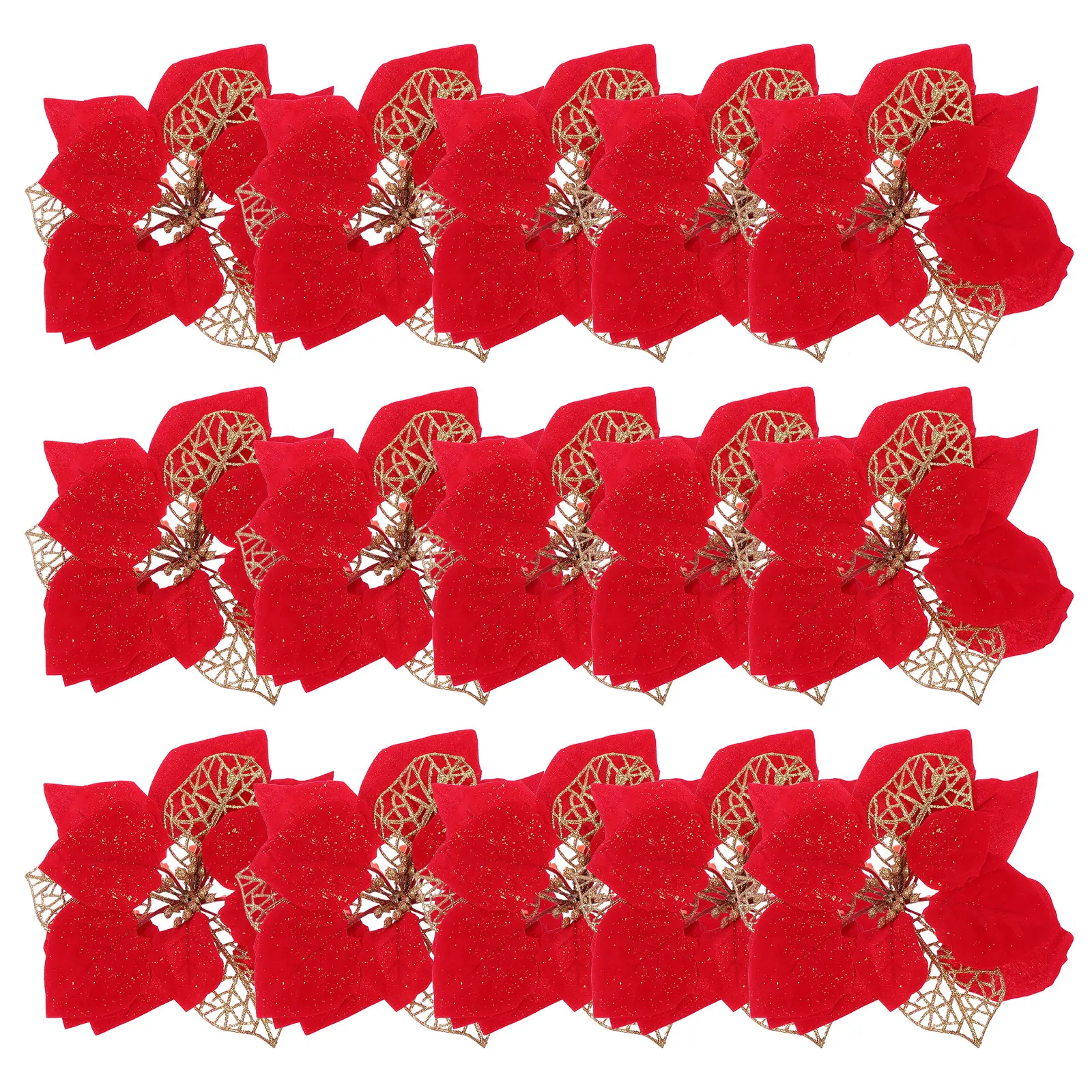 

15 Pcs Christmas Flower Decoration Flowers for Tree Decorations Pink Ornaments Decorate
