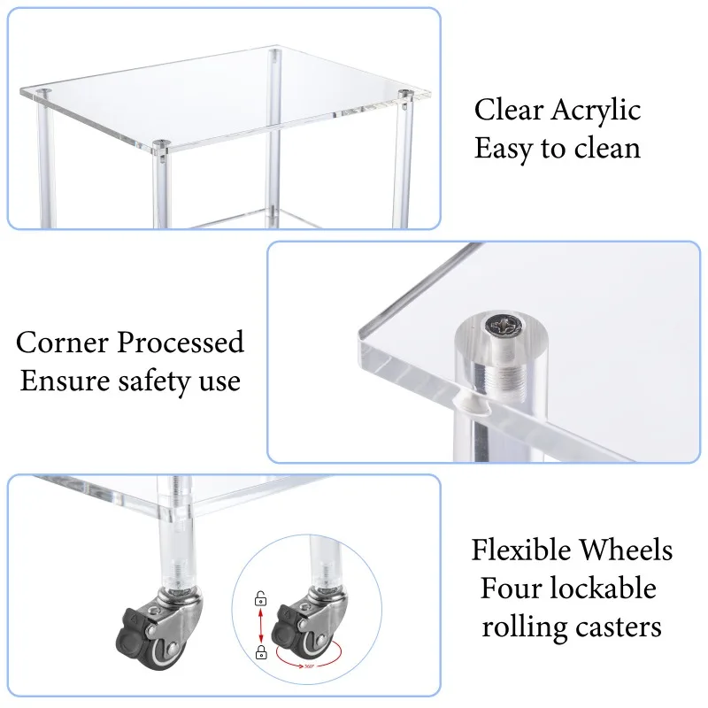 Nordic style transparent acrylic, coffee table light luxury, multi-functional cart moving side table, shelf