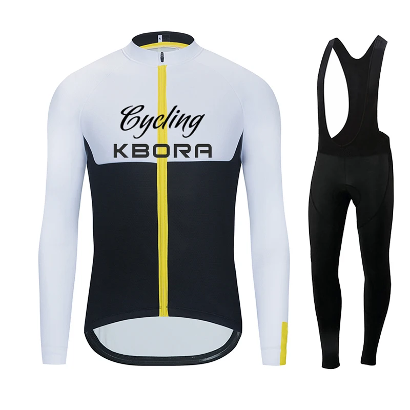 

KBORA Team 2024 Autumn Long Sleeve Bib Pants Cycling Jersey Set Ropa Ciclismo Bicycle Clothing Bike Jersey Uniform Men Clothe