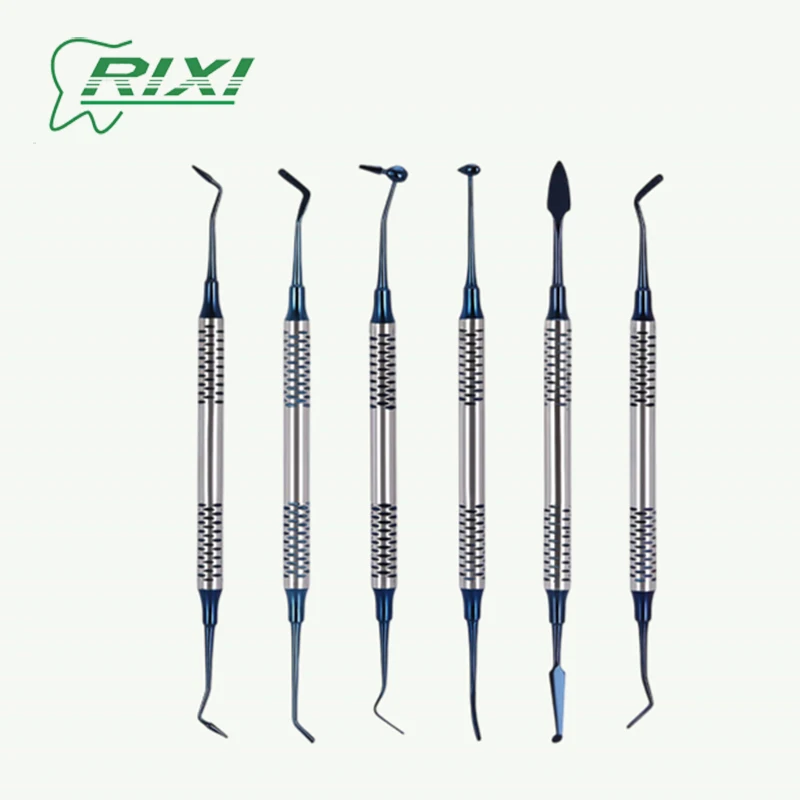 

RIXI 18.5CM Dental Composite Resin Spatulas Kit Resin Filling Repair 6pcs Dental Stainless Steel Spatulas Set Dentist Tools