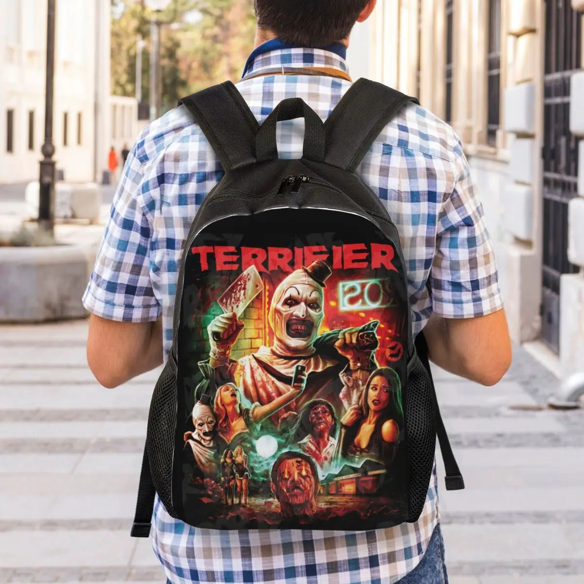 Mochila de viaje de Horror Movie Terrifier para hombres y mujeres, bolsa de libros para computadora escolar, payaso de Halloween, bolsas de día para estudiantes universitarios