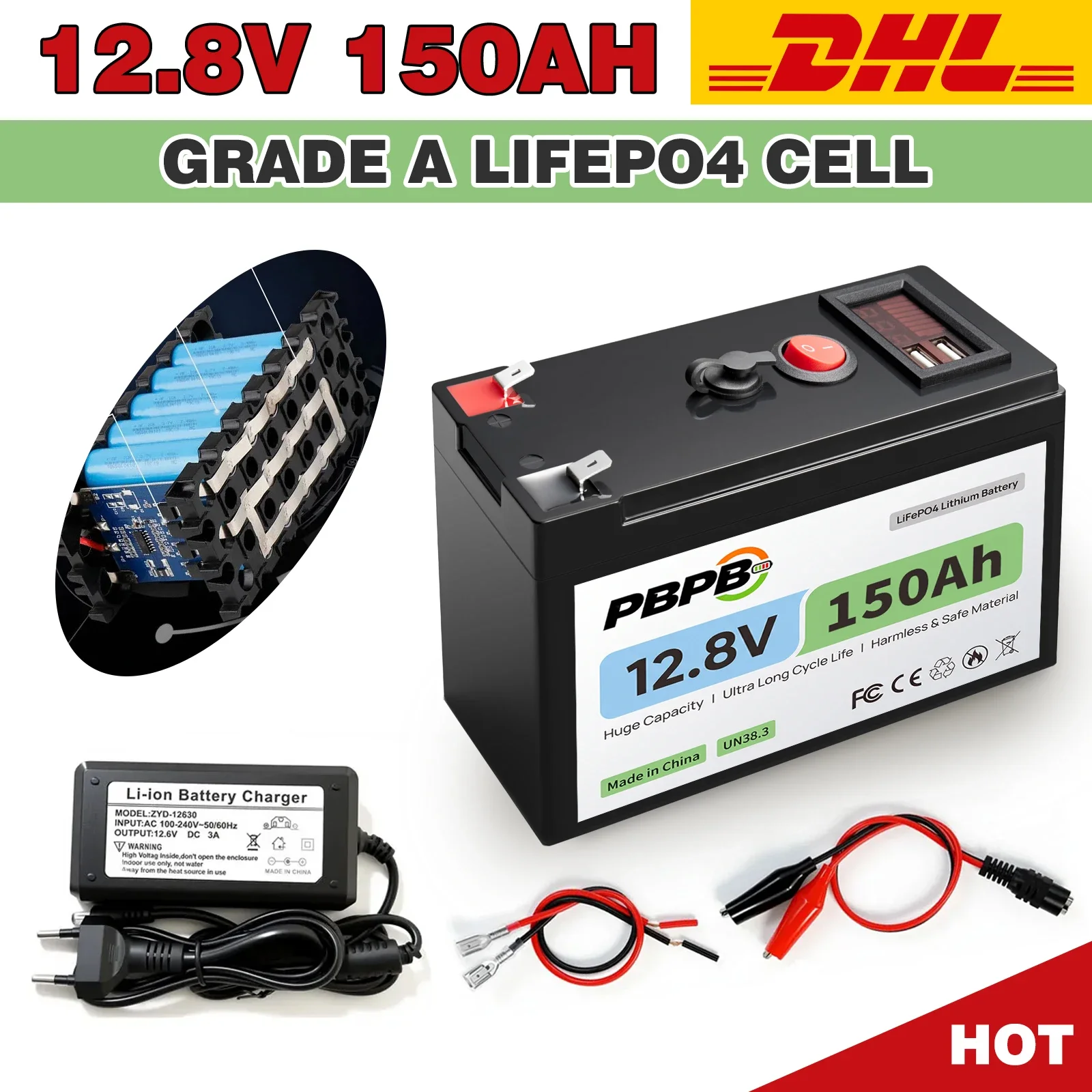 12V 150Ah Newly Upgraded, With Built-in BMS, Specifications of 3S7P High-Capacity and High Endurance, Suitable for Electric Toys