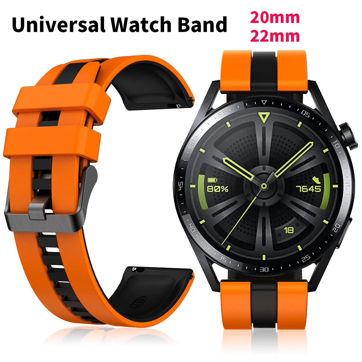 

Vertical Stripe Two-color Sport 20mm 22mm universal strap for Samsung Galaxy Watch 654 40mm 44mm silicone strap Gear S3 43mm 45m