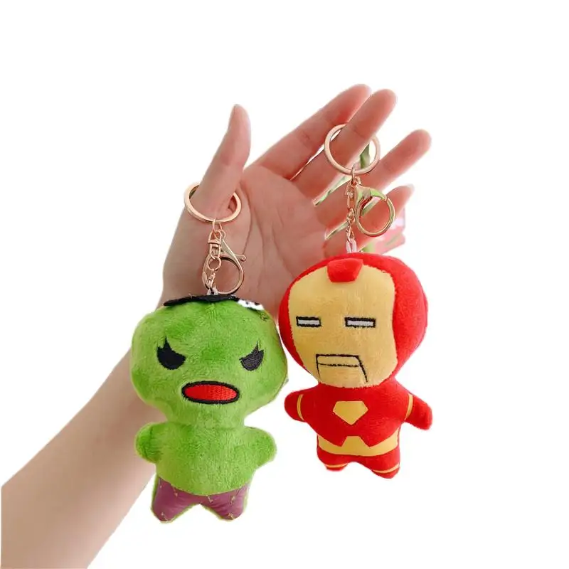 Disney Marvel Spiderman Figure Plush Keychain Toy Kawaii Hulk Iron Man Doll Soft Stuffed Toys Kids Plush Key Ring Christmas Gift