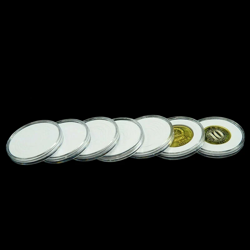 A25F-20 Pcs Plastic Round Coin Clear Capsule Display Case Holder Fits Australian Dollars Collection Holder Containers Storage Bo