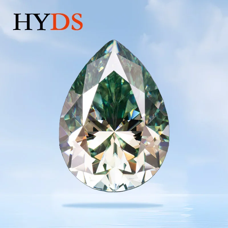 

Moissanite Natural Blue Green Color VVS1 Pear Shape Charms Beads for DIY Jewelry Making Pendant Materials with GRA Certificate