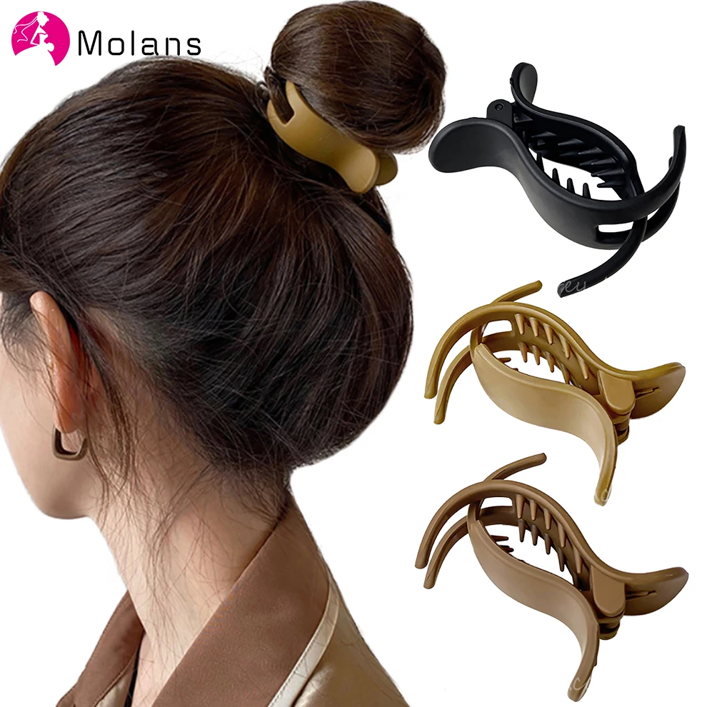 Molans Solid Color Hair Claw For Women New Simple Ponytail Hair Grip Hair Clips Hairpins Hair Accessories Headwear