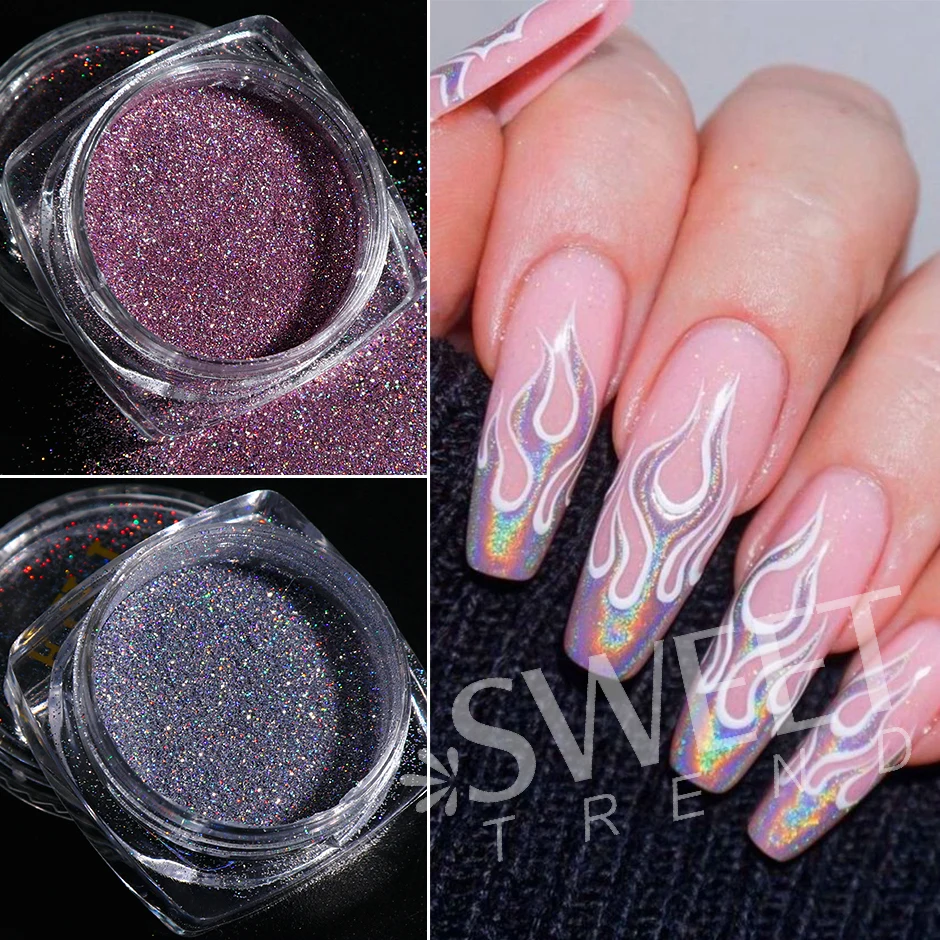 Laser Rubbing Dust Nail Art Glitter Powder Holographic Blue Pigment Mirror Fine Dazzling Chrome Decoration Manicure Flash LY1028