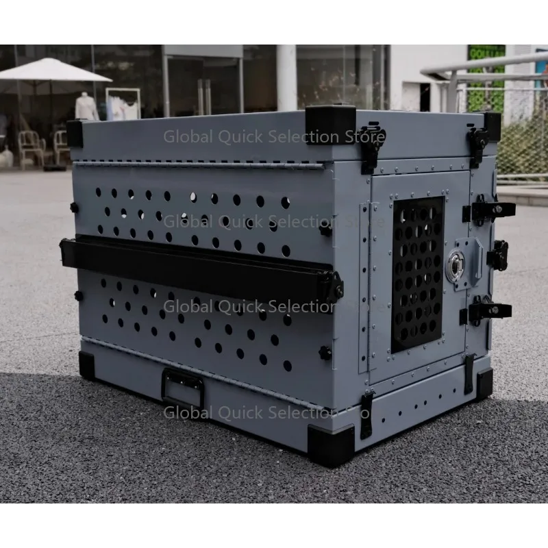 Heavy Duty Foldable Aluminum Dog Crate, IATA Approved for Travel, Camping & Car Use, for Medium & Large Dogs