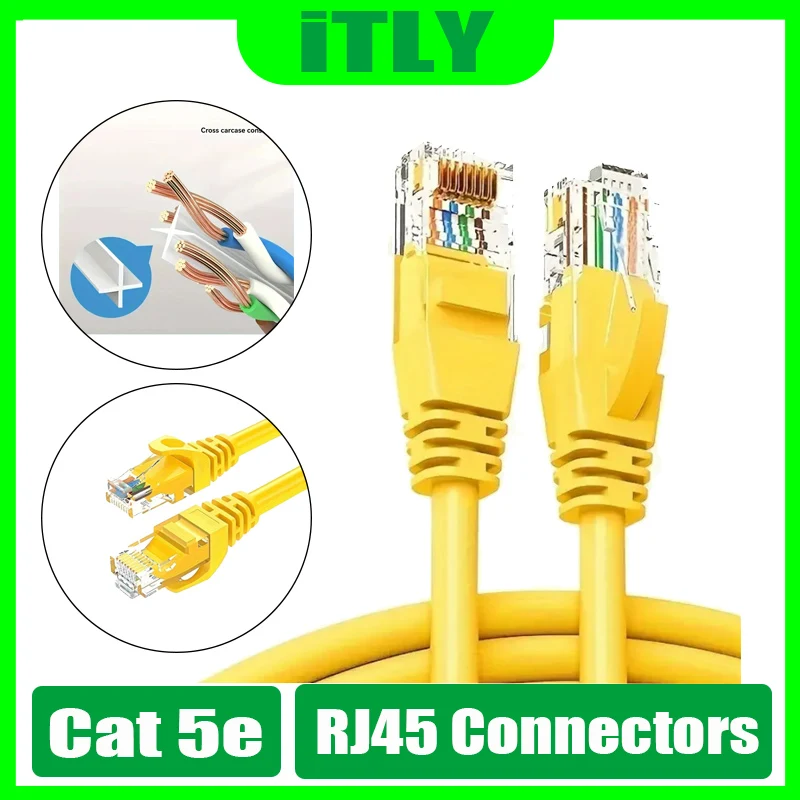 1000Mbps Network Wire Round, High-Speed Cat 5E RJ45 Connectors, Ethernet Cable, In Wall RJ45 Cable