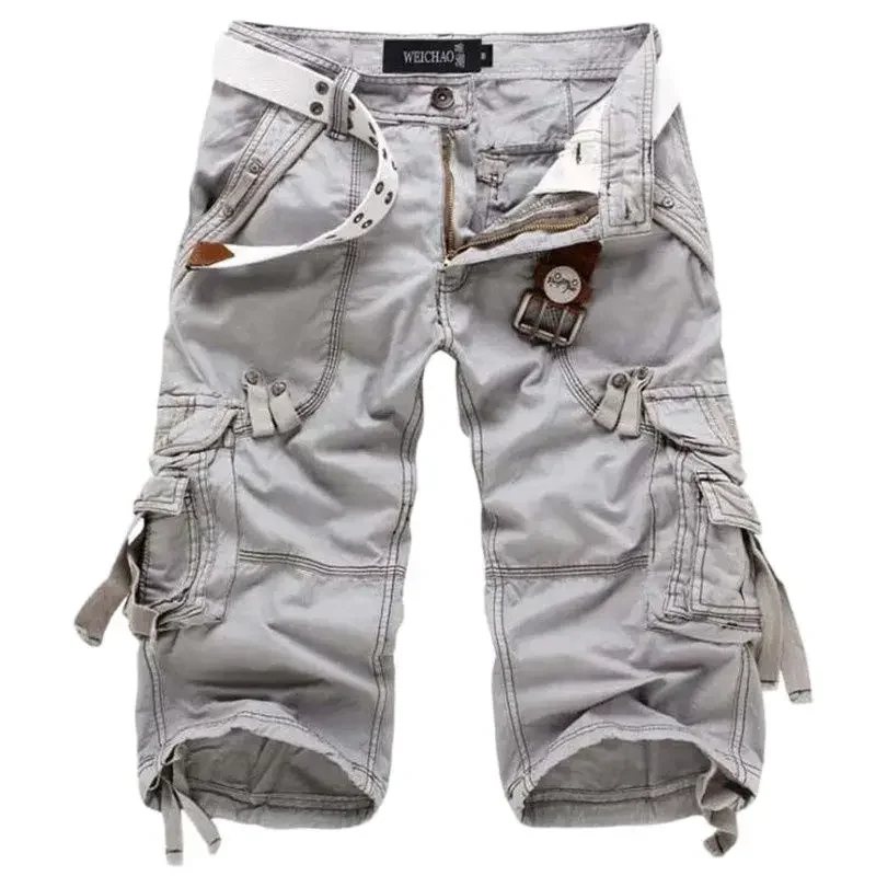 

New Summer Casual Shorts Mens Straight Solid Sports Shorts Men Joggers Cargo Shorts Fashion Cotton Knee Length Sweatpants Man