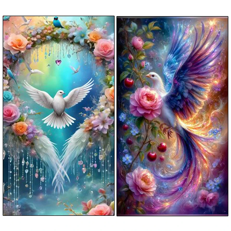 

5D Diamond Painting Flower and Bird Landscape DIY Mosaic Fully Handmade Diamond Embroidery Rose Butterfly Set Home Decoration