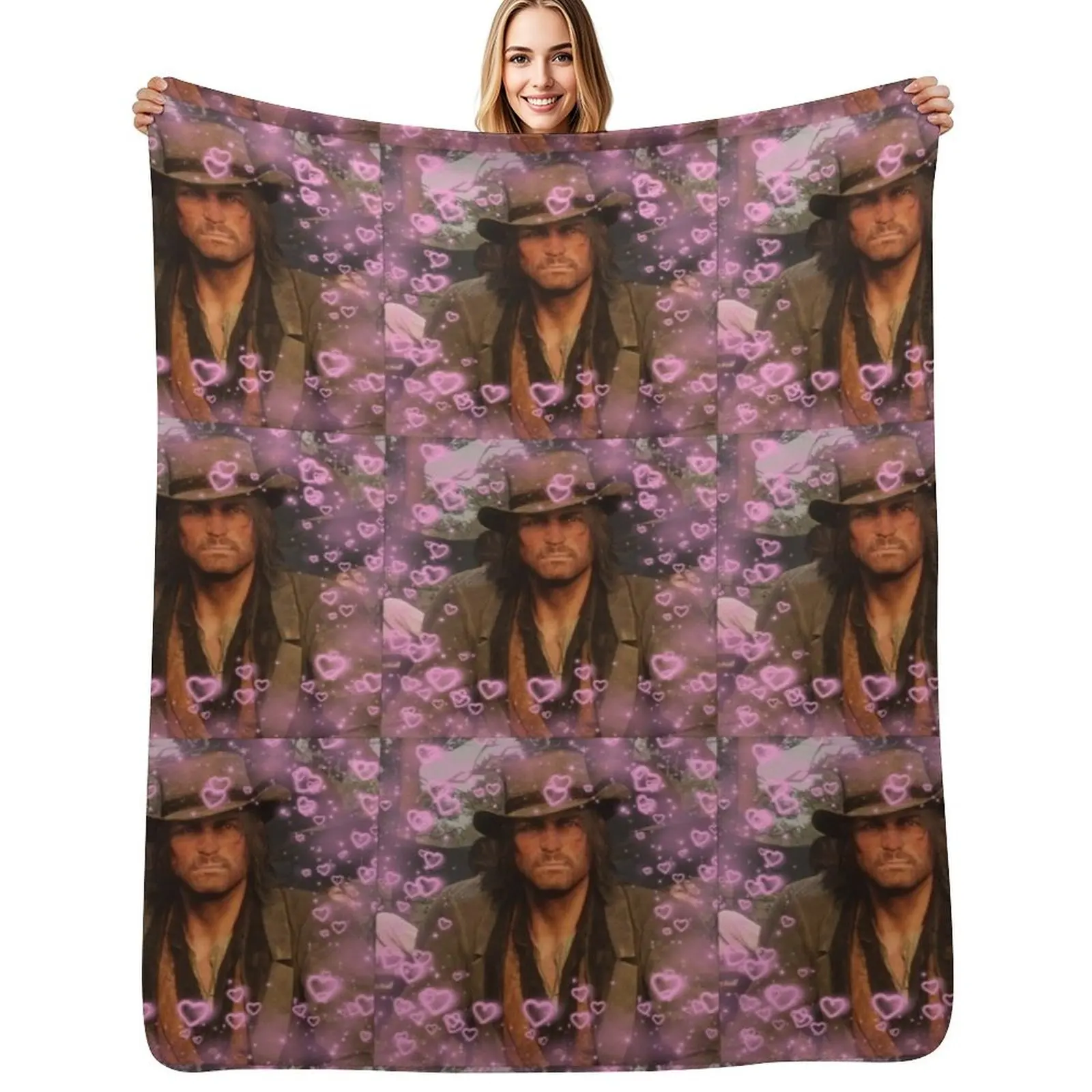 

John Marston Hearts Throw Blanket Long Lasting Soft Plush Blanket for Daily Use