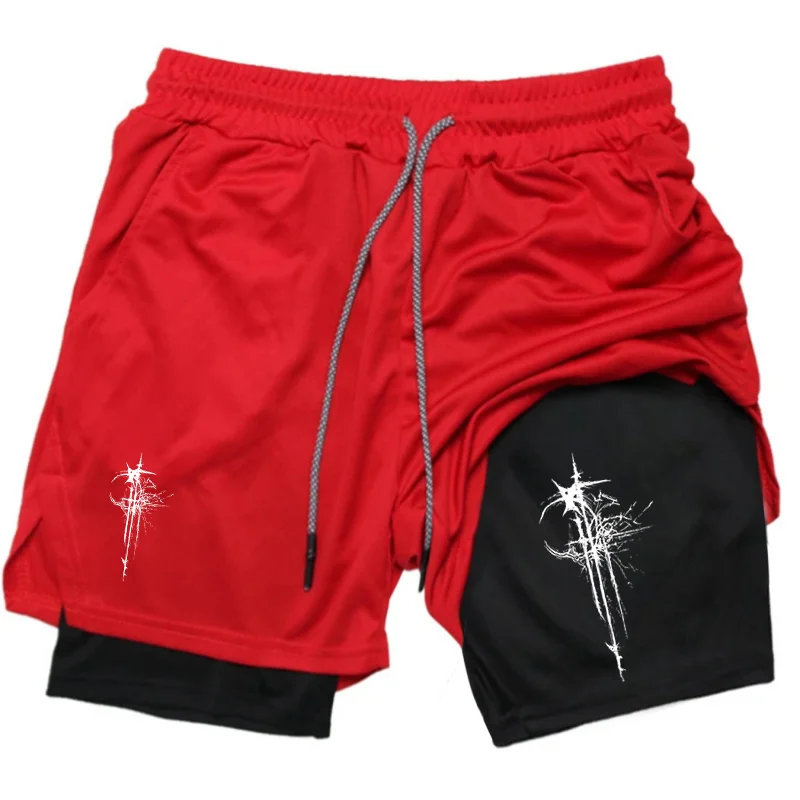 

Новые мужские спортивные шорты 2-в-1 для бега и тренировок в зале, компрессионные, с карманом для телефона и петлей для полотенца, летняя спортивная одежда для активного отдыха