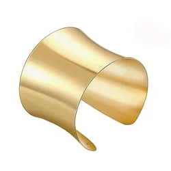 Exaggerated Wide Open Metal Bracelet Mirror Surface High Quality Fashion Dance Style Versatile Smooth Face Bracelet for Women