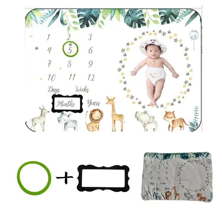 Baby Photo Digital Month Blanket Photo Prop Baby Milestone Blanket Flannel Snuggle Newborn Photography Accessories