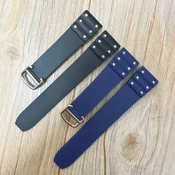 For Cartier Santos strap Silicone bracelet High quality Rubber watchband for Waterproof rubber band 21mm black blue wristband