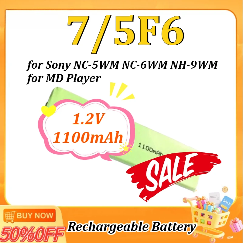 

1.2V 1100mAh 3~10PCS 7/5F6 for Sony NC-5WM NC-6WM NH-9WM NH-10WM NH-14WM Ni-MH for CD Player for MD Player Walkman Battery