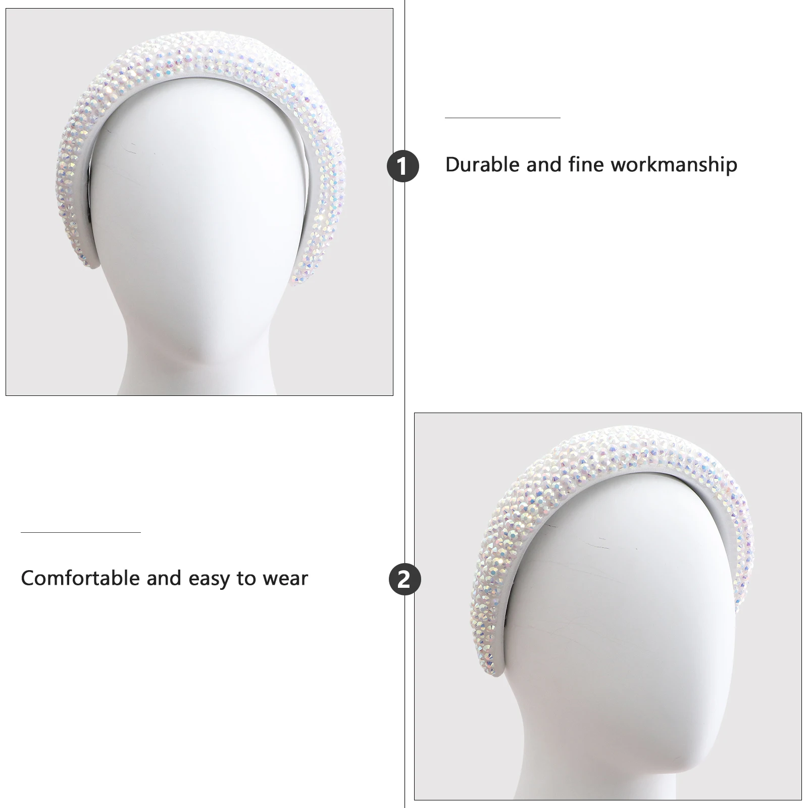 

Wedding Rhinestone Hair Accessories Headband Bridal Accessory Jewelry Wide Headbands for Women White Crown Girl
