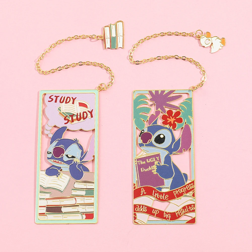 Cute Stitch Bookmark para amantes do livro, Cartoon Anime Fans, Metal Book Marks, Presentes de férias para pais para filhos