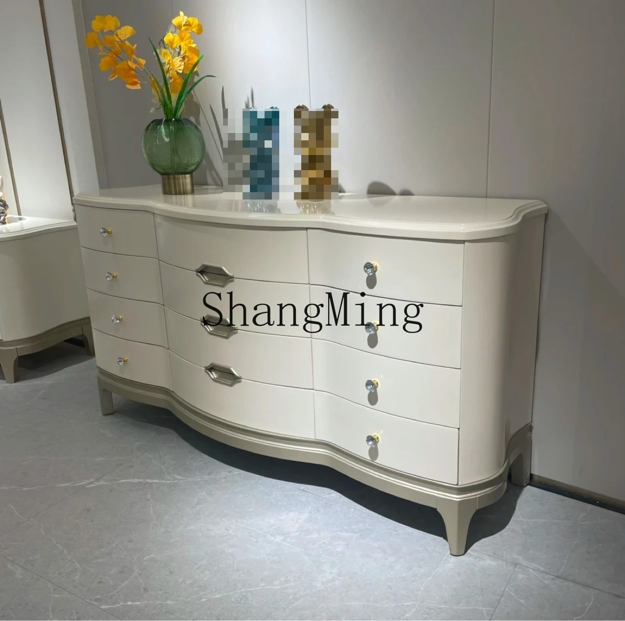 FG light luxury chest, bedroom high-end chest chest of drawers, modern simple living room solid wood storage cabinet