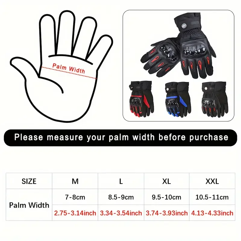 Motorcycle Racing Gloves Waterproof Windproof Winter Warm Leather Cycling Bicycle Cold-proof Moto Cross Dirtbike Glove Men Woman