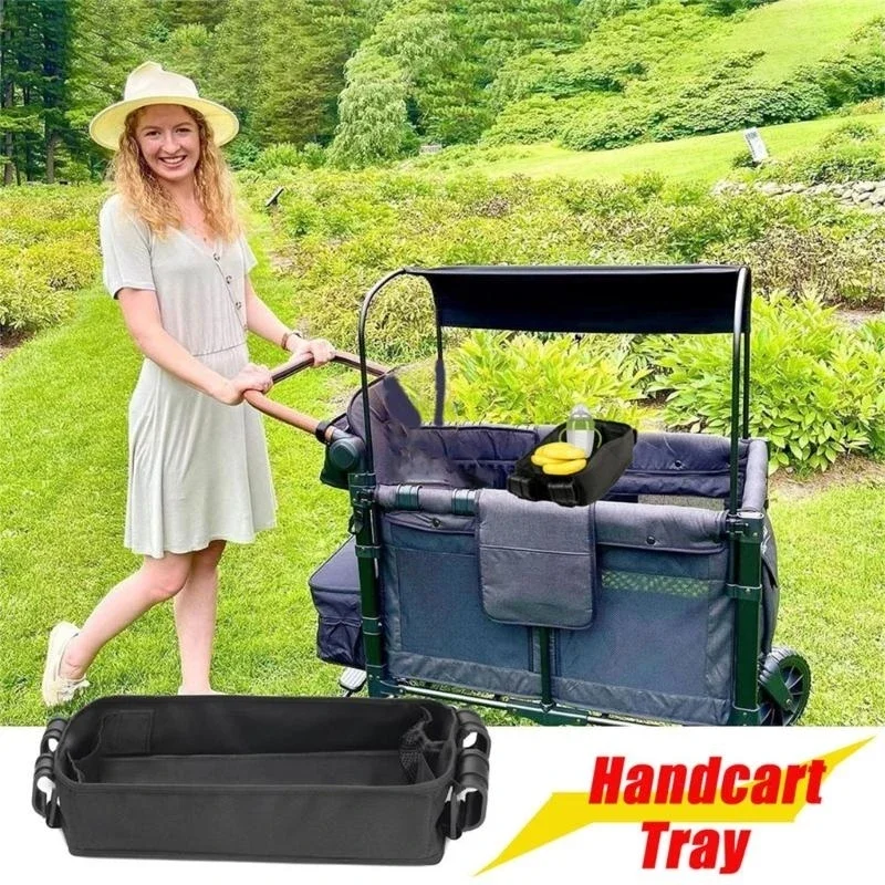 J15U Wagon Tray, Speisetablett, Servierteller mit Netz-Aufbewahrungstaschen und Getränkehalter für Kinderkonferien