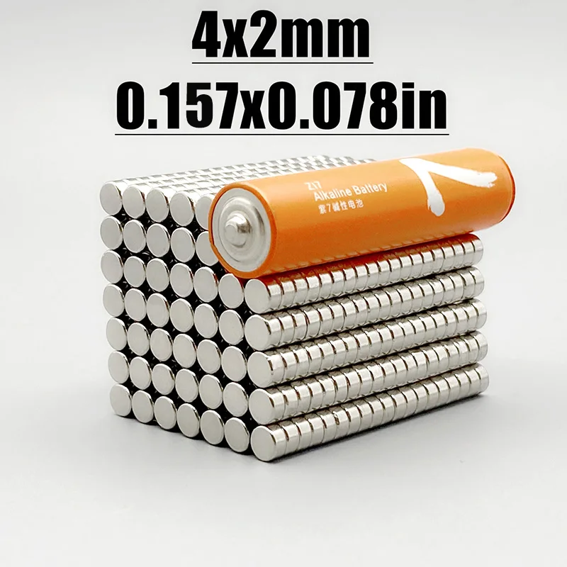 50-3000pcs 4x2mm Magnet Neodymium Magnet N35 NdfeB Round Shape 4*2 Magnet Accessory Permanent Magnetic Imanes Fridge Diy Magnets
