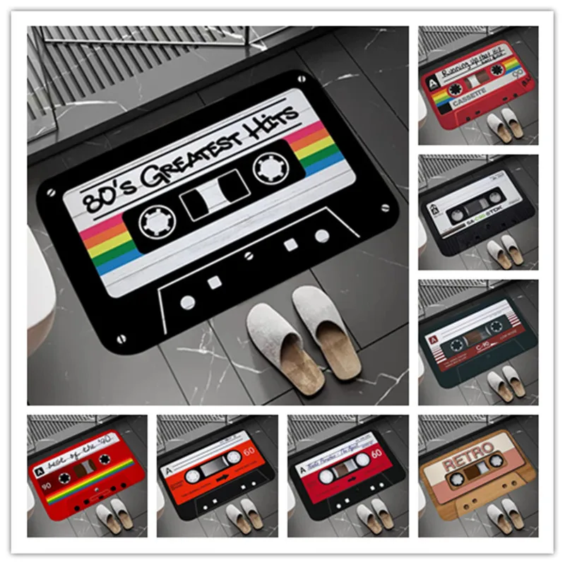 Retro Cassette Tape Bath Mats Super Absorbent Bathroom Carpet Home Entrance Welcome Non Slip Doormat Diatom Mud Rug for Kitchen