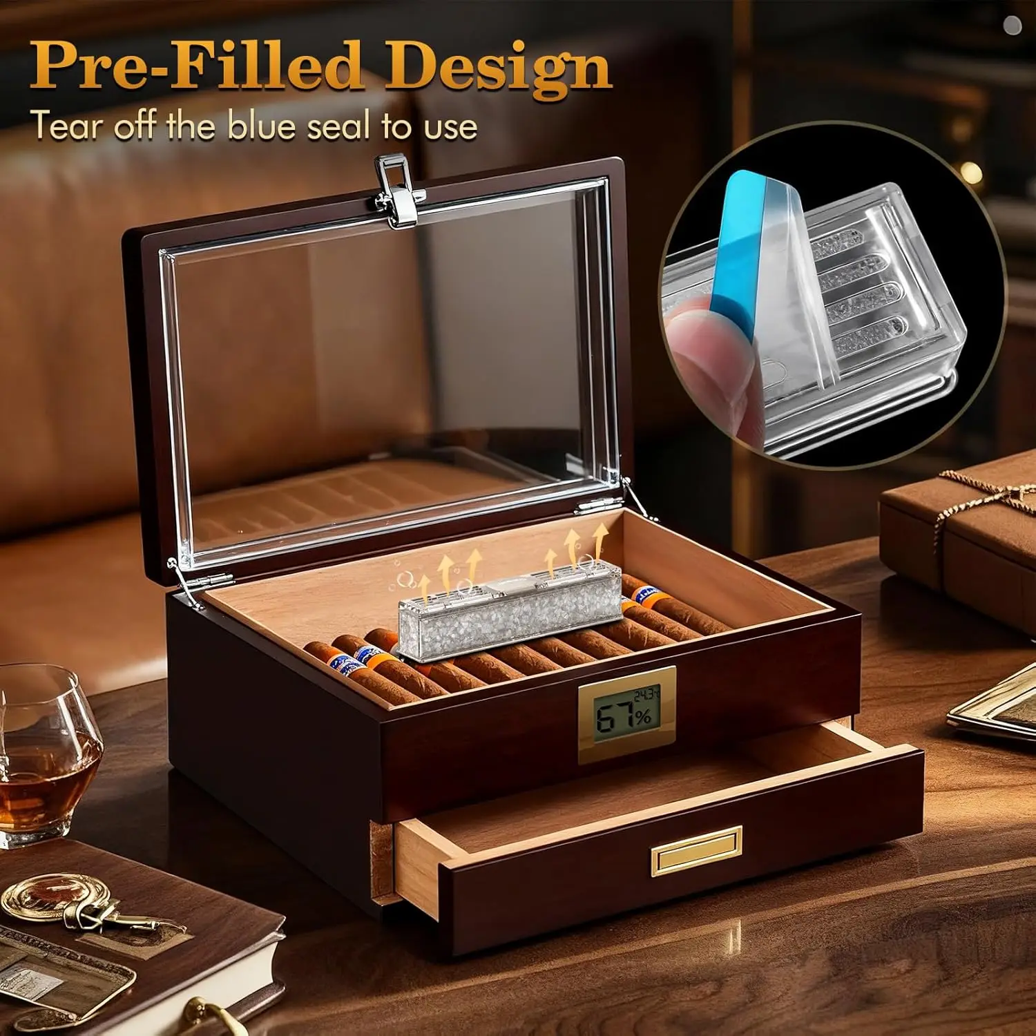 Pre-Filled Cigar Humidifier 4-Pack – Crystal Gel for 65-70% Humidity, Humidor Accessories view 3