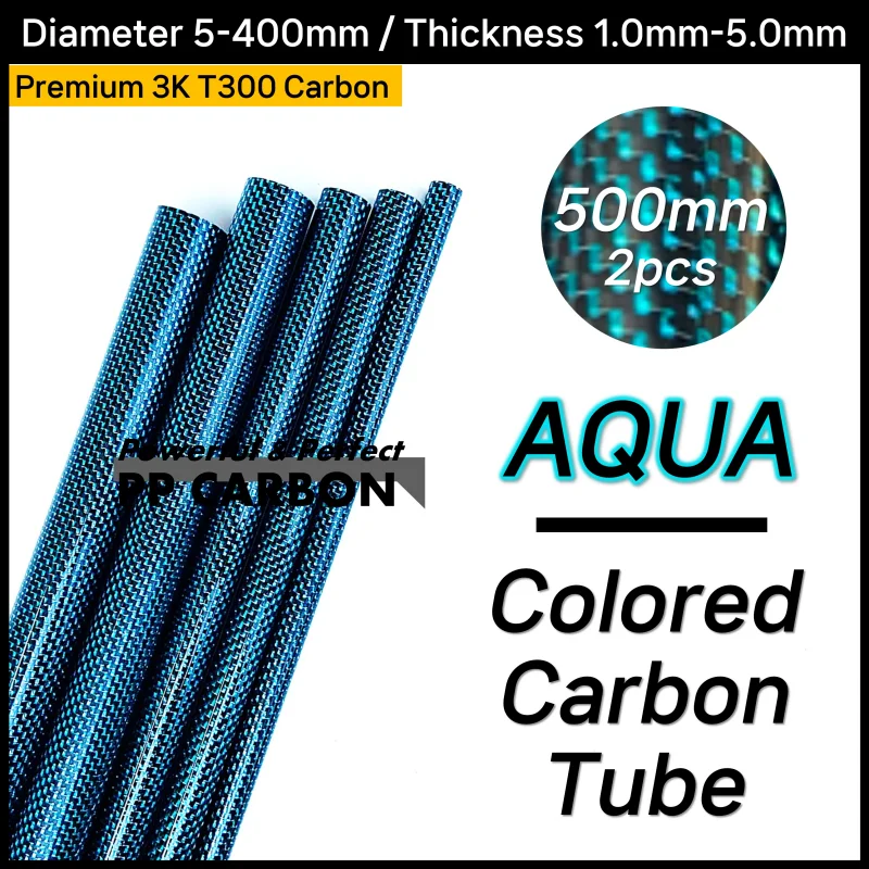 Colored Carbon Fiber Tube for RC Drone Accessories AQUA OD 6-30mm 500MM 2Pcs 3K Gold Tweed Thread Unique Glossy Plain pipe