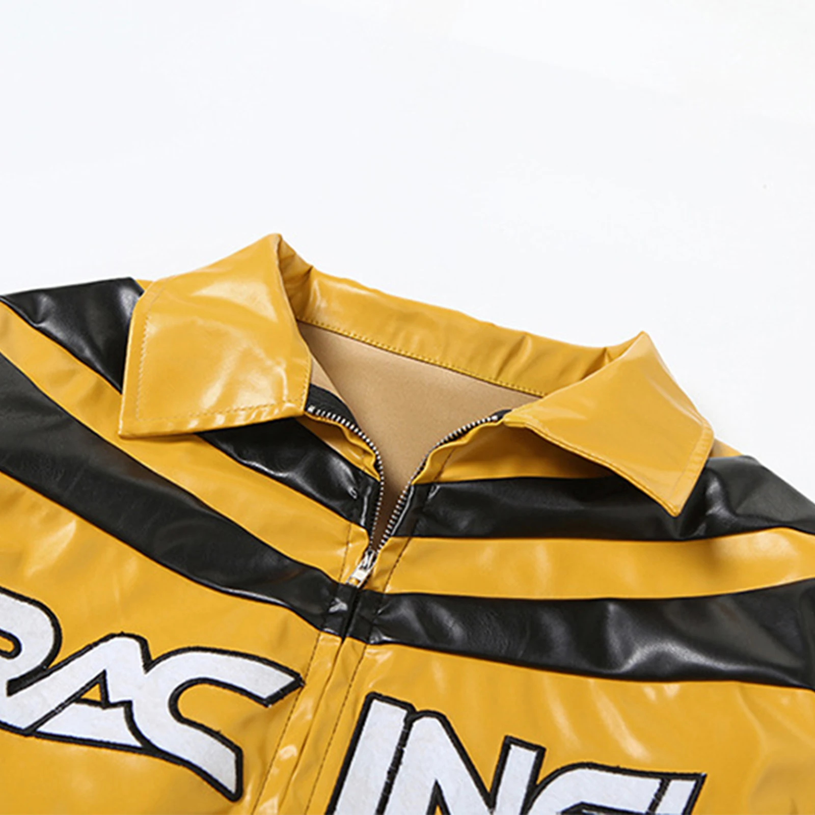 

Womens Windproof Baseball Cropped Jackets Stylish Embroidery Long Sleeve Front Zip-up Outerwear for Motor Driving Street Wear