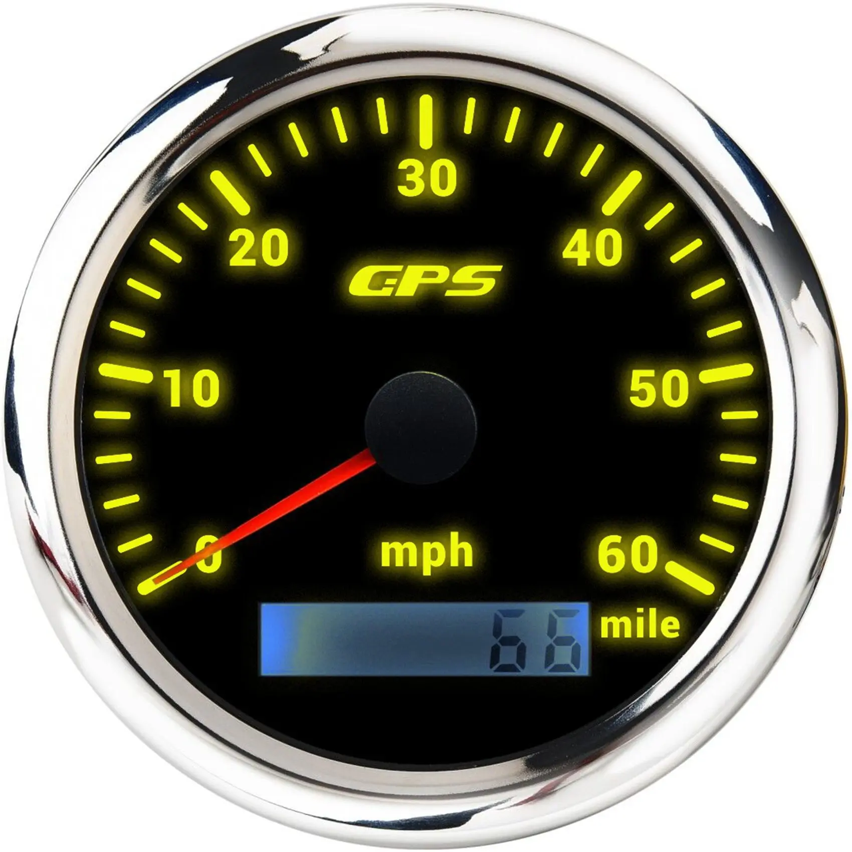 85MM GPS Marine Speedometer 0-60/Mile Tachometer with 7-Color Backlight Odometer for Boats Yachts Marine Silver +