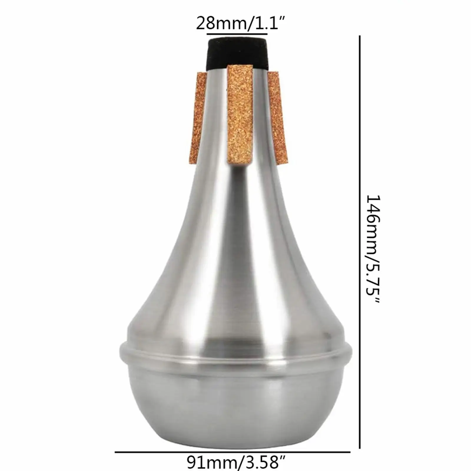 Trumpet Practice Straight Mute for Jazz Music with Aluminum Alloy Shell and Cork Seal Suitable for All Trumpet Types and Levels